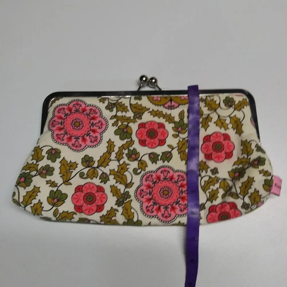 Pink Koala Retro Paisley Floral Pink and Green Clutch Kiss Lock